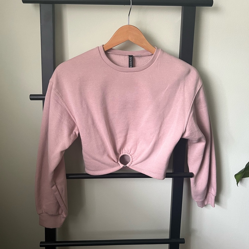 H&M Pink Cropped Sweatshirt (XS)